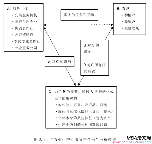 图 2.1 “农业生产性服务三角形”分析模型